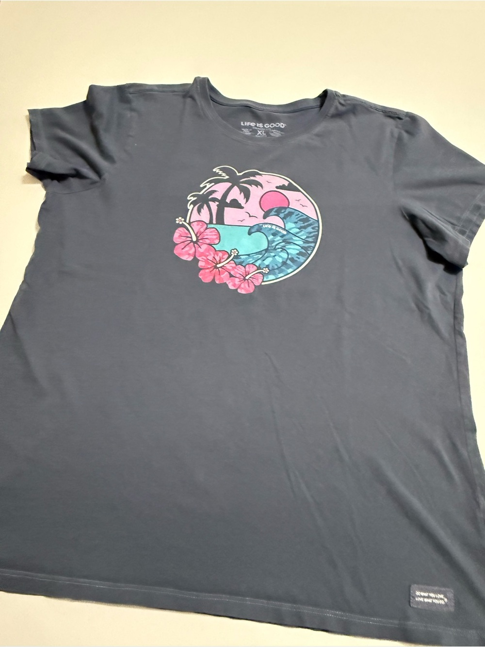 Life Is Good Slate Blue Tropical Graphic Short-Sleeve Tee